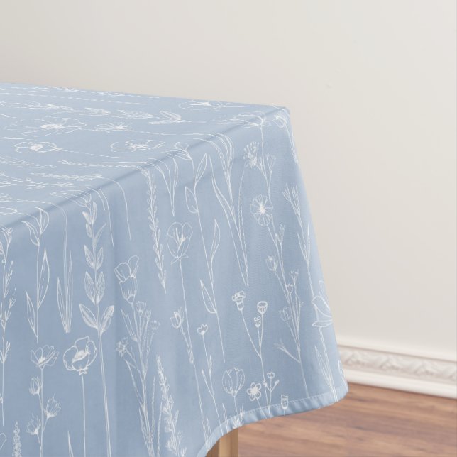 Toalha De Mesa Dusty Blue Wildflower Baby Shower Tablecloth (Posição Original)