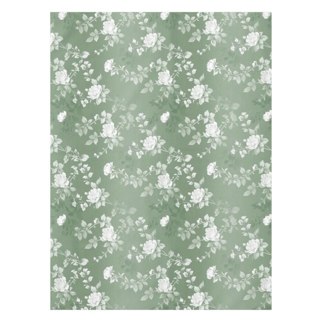 Toalha De Mesa Dusty Sage Floral Verde Flor Padrão Verde (Frente)