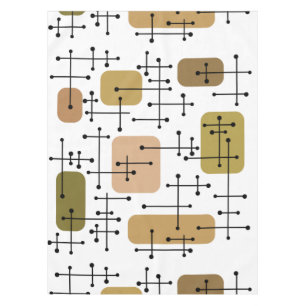 Toalha De Mesa Eames Era Art Crosshairs White Brown, anos 50
