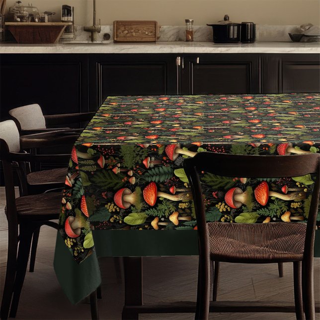 Toalha De Mesa Earthy Tones Tablecloth Mushrooms & Wildflowers (Earthy Tones Tablecloth Mushrooms & Wildflowers)