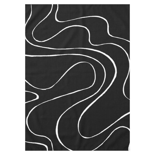 Toalha De Mesa Ebb e Fluxo 2 - Preto em Branco (Frente)
