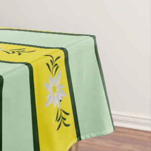 Toalha De Mesa Edelweiss Verde e Amarelo Striped