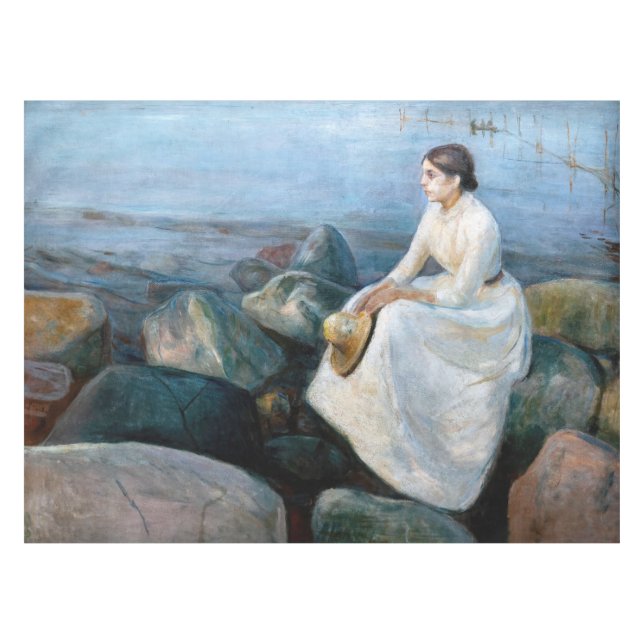 Toalha De Mesa Edvard Munch - Noite de Verão, Inger na Praia (Frente (Horizontal))