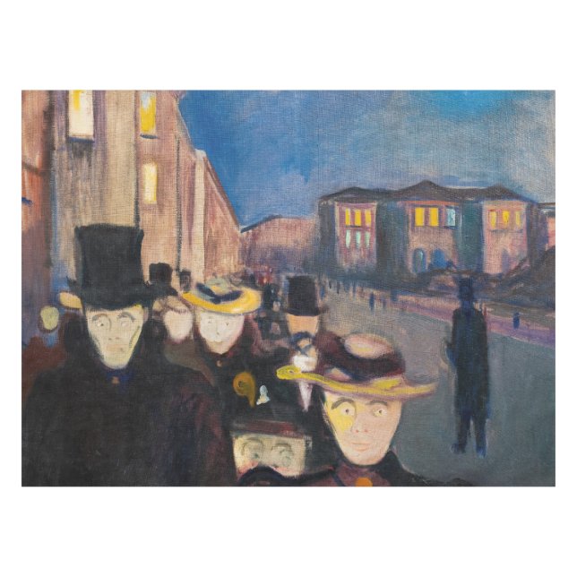 Toalha De Mesa Edvard Munch - Noite em Karl Johan Street (Frente (Horizontal))