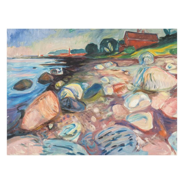 Toalha De Mesa Edvard Munch - Shore com Casa Vermelha (Frente (Horizontal))