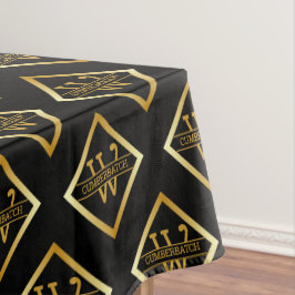 Toalha De Mesa Eixo Monograma em Ouro Falso – Preto e Dourado