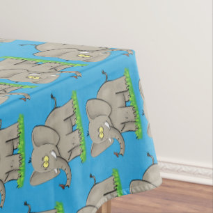 Toalha De Mesa Elefante engraçado e bonito com desenho animado de