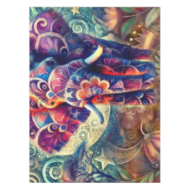 Toalha De Mesa Elefante Whimssso na Noite Azul Estrelas Roxas Lua