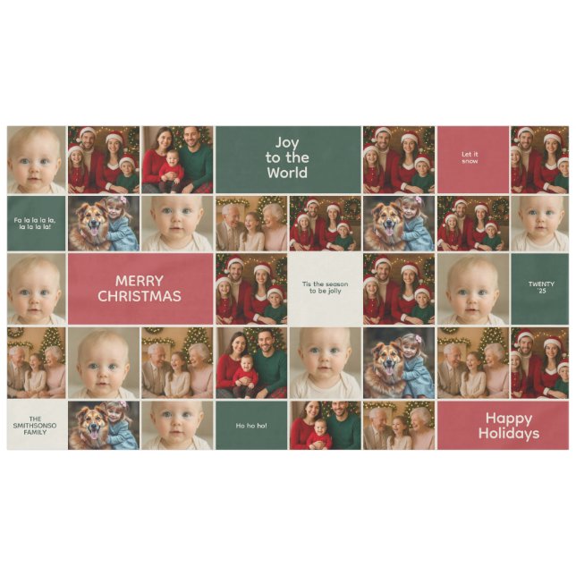Toalha De Mesa elegance LARGE family all Photos collage Christmas (Frente (Horizontal))
