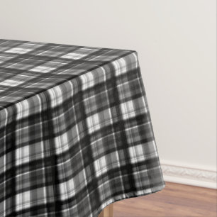 Toalha De Mesa Elegância Do eterno: Tartan Negro E Branco Clássic