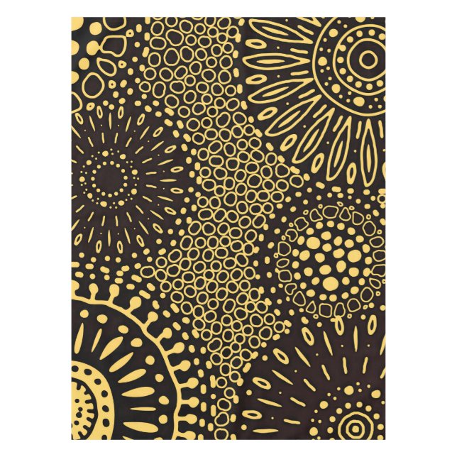 Toalha De Mesa Elegant Black Gold Ethnic Floral Tablecloth (Frente)