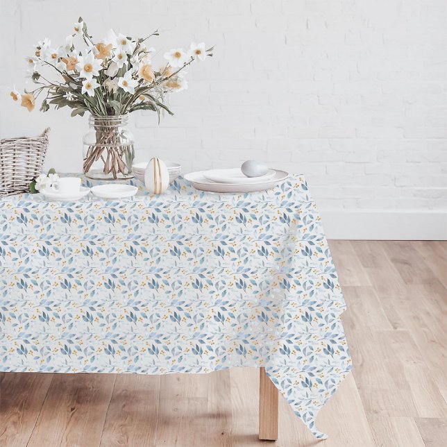 Toalha De Mesa Elegant Blue Watercolor Botanical Pattern (Criador carregado)