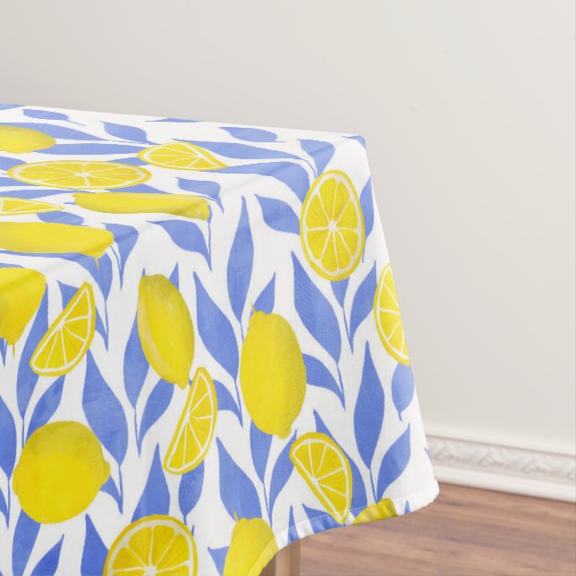 Toalha De Mesa Elegant French Country Lemon Blue Botanical (Posição Original)