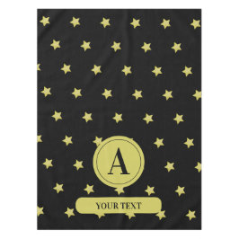 Toalha De Mesa Elegant Gold & Black Star Pattern Monogram