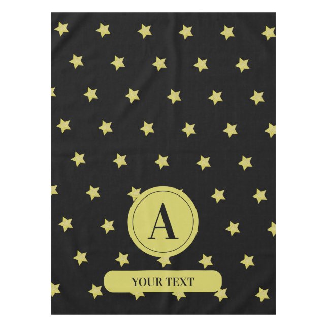 Toalha De Mesa Elegant Gold & Black Star Pattern Monogram (Frente)