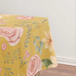 Toalha De Mesa Elegante amarelo-creme Padrão de flor selvagem