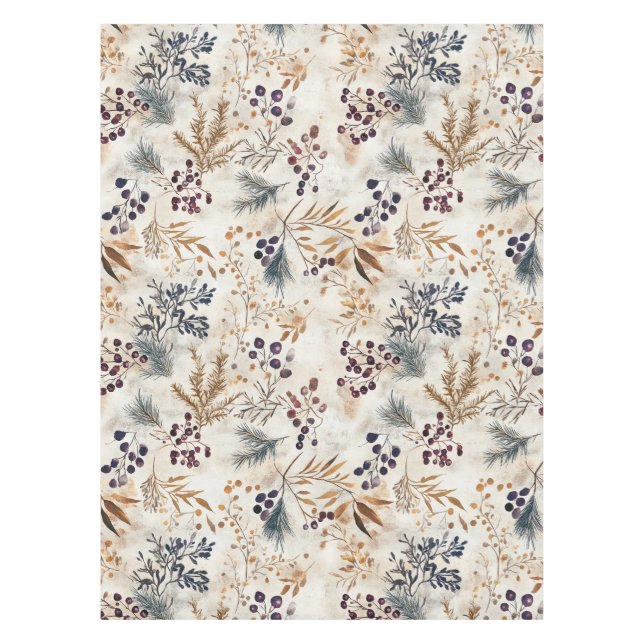 Toalha De Mesa Elegante Aquarela Vermelha Floral, Dourada, Verde, (Frente)