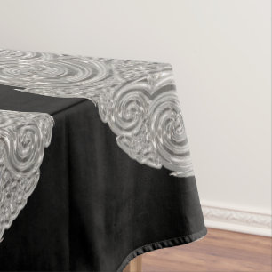 Toalha De Mesa Elegante art nouveau medalhão negro de prata