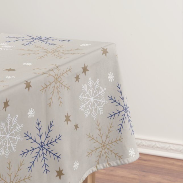 Toalha De Mesa Elegante Beige Padrão do Floco de Neve (Posição Original)