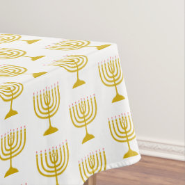 Toalha De Mesa Elegante branco Dourado | Chanukah Hanukkiyah | CA