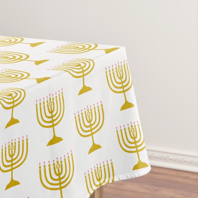 Toalha De Mesa Elegante branco Dourado | Chanukah Hanukkiyah | CA (Posição Original)