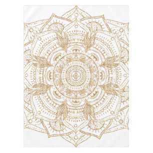 Toalha De Mesa Elegante, branco e Dourado, Design de desenho da m