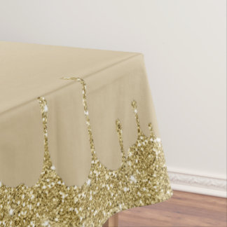 Toalha De Mesa Elegante Brilho Dourado Derretido Glam
