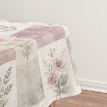 Elegante Colcha Boho Roxa Padrão Floral em Patchwo