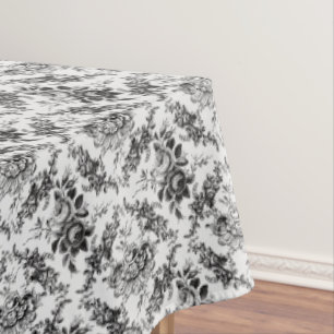 Toalha De Mesa Elegante com gravura em francês Black Floral Toile