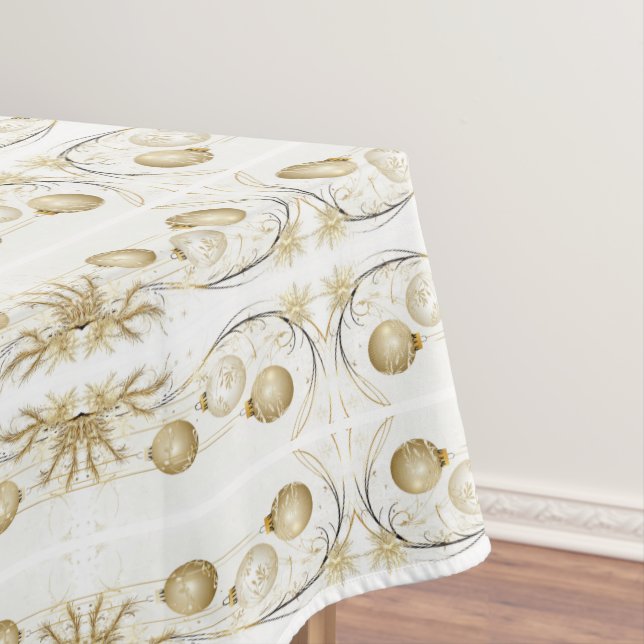 Toalha De Mesa Elegante do Feriado de Natal do Ornamento do ouro (Posição Original)