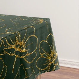 Toalha De Mesa Elegante Emerald Green com Dourada Mesa Floral Clo