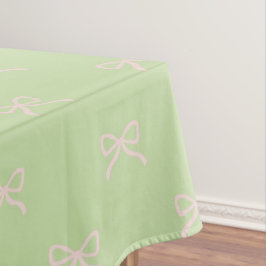 Toalha De Mesa Elegante Feminino Padrão de Laço Verde e Rosa Prim