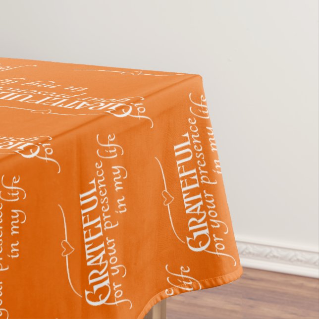 Toalha De Mesa Elegante Grateful Ação de Graças Outono Laranja (Posição Original)