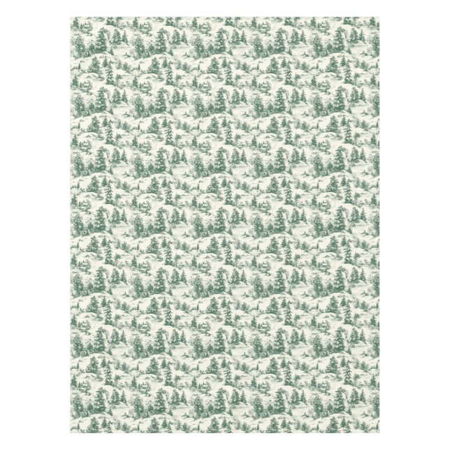Toalha De Mesa Elegante Green Toile - Natal francês (Frente)