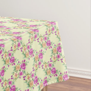 Toalha De Mesa Elegante Lavanda Vintage Rosas brancas Flor Floral