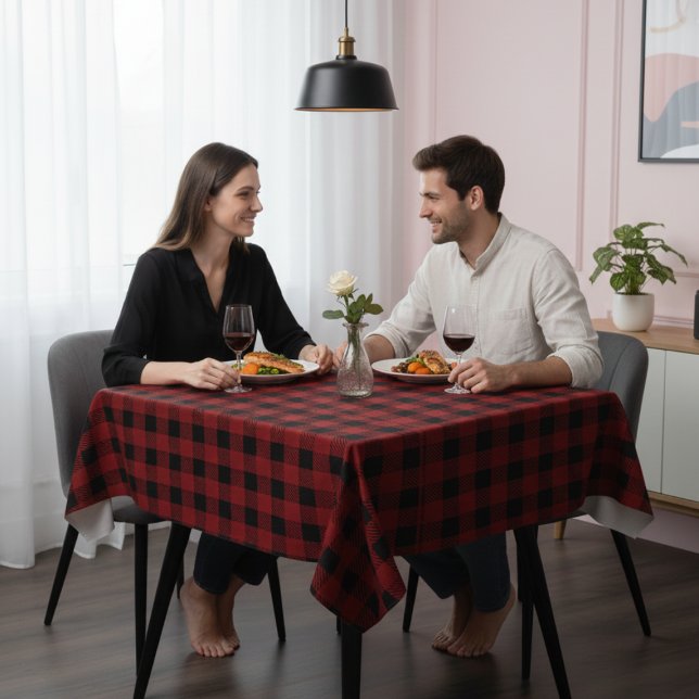 Toalha de Mesa Elegante Marrom Escuro e Preto (Deep Maroon & Black Elegant Tablecloth)