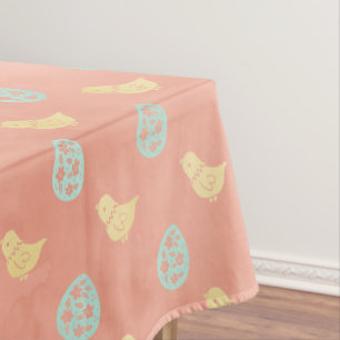 Toalha De Mesa Elegante Ovos Vintage Pintinhos Pastel Páscoa de p