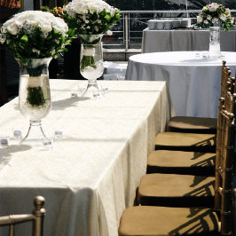 Toalha De Mesa Elegante Renda Branca Formal Tons Dourados Claros