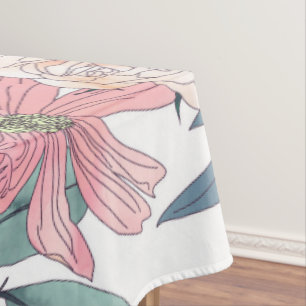 Toalha De Mesa Elegante rosa e azul aquarela Design