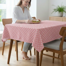 Toalha de Mesa Elegante Rosa e Branco com Padrão