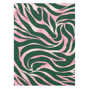 Toalha De Mesa Elegante Rosa Verde Dourada Zebra