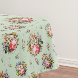 Toalha De Mesa Elegante Rosas Vintage Padrão Floral no Sage