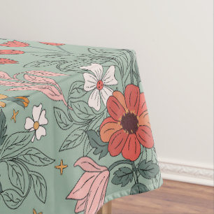 Toalha De Mesa Elegante Verde Musgo Floral Botânico Natal