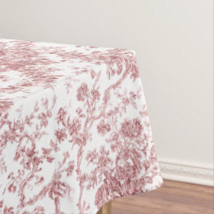 Toalha De Mesa Elegante Vintage Francês Gravado Floral Toile-Pink