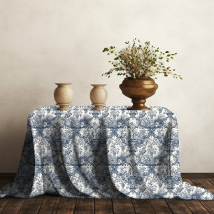 Toalha De Mesa Elegante vintage Monograma azul toile de jouy