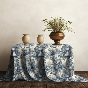 Toalha De Mesa Elegante vintage Monograma azul toile de jouy