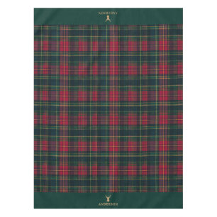 Toalha De Mesa Elegante Xadrez Tartan Feliz Natal Sobrenome da Fa