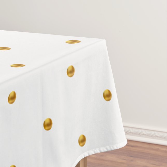 Toalha De Mesa Elegantes Pontos Aureos em Branco (Posição Original)