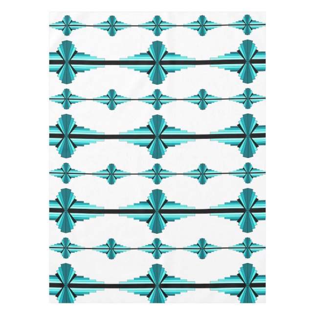 Toalha De Mesa Elementos da arte na mesa verde-teal (Frente)