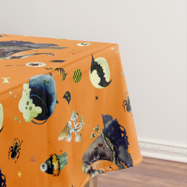 Toalha De Mesa Elementos do Dia das Bruxas em Laranja (Posição Original)